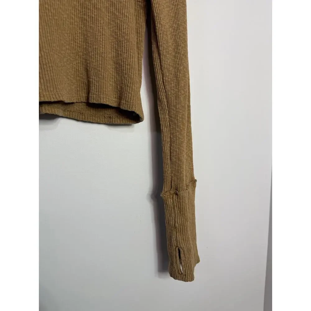 Free People We The Free Midnight Stretch 1/4 Zip Crop Top Size Large